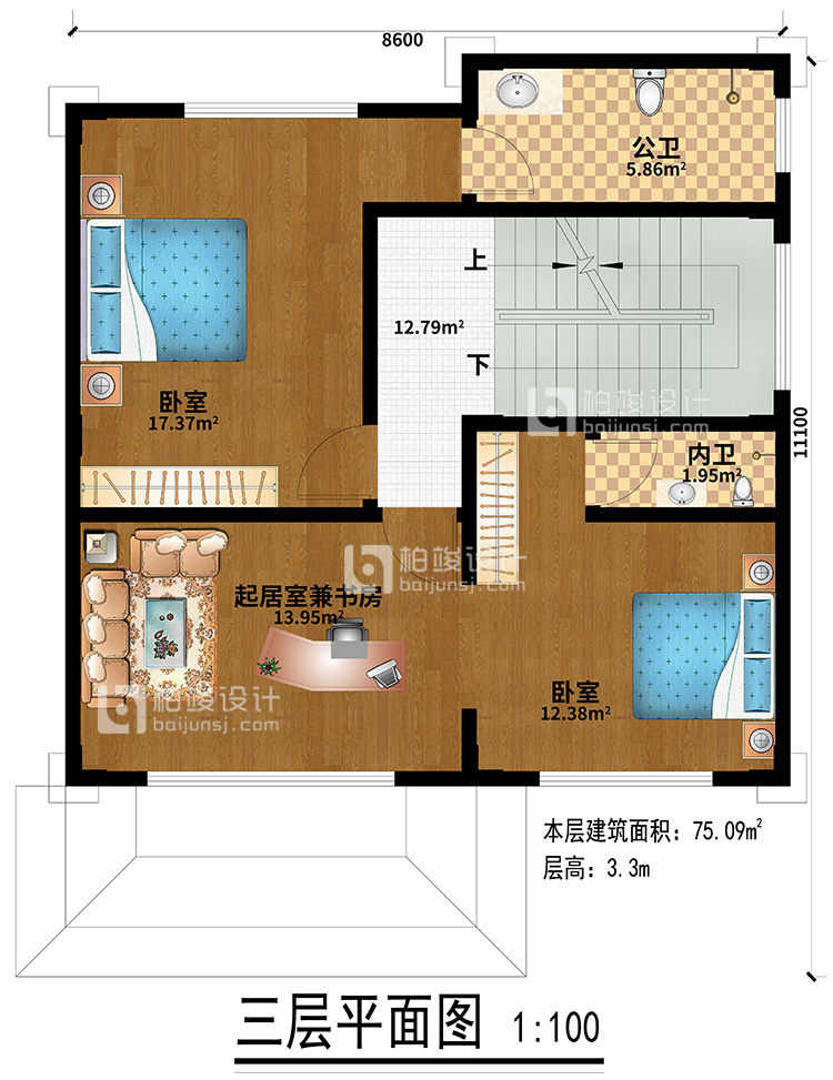 BJ416四層別墅圖紙設計圖 有地下室 造價40萬