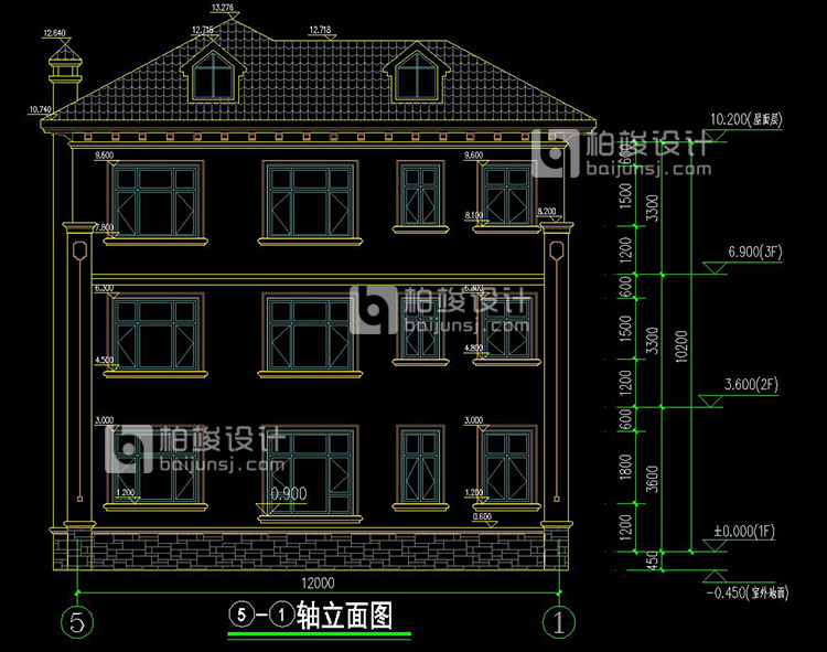 BZ3679農村自建房三層設計圖及效果圖